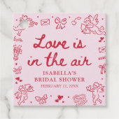 Hand Drawn Pink Red Hearts Valentine Bridal Shower フェイバータグ (正面)