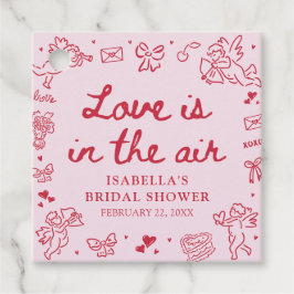 Hand Drawn Pink Red Hearts Valentine Bridal Shower フェイバータグ