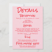 Hand Drawn Pink Red Retro All In One Wedding 招待状 (裏面)