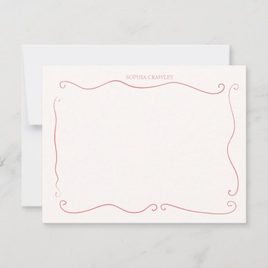 Hand Drawn Pink red Whimsical Personalized ノートカード (正面)