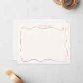 Hand Drawn Pink red Whimsical Personalized ノートカード (正面/裏面インサイチュ)