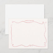 Hand Drawn Pink red Whimsical Personalized ノートカード (正面/裏面)