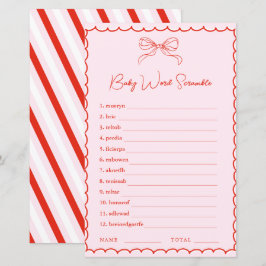 Hand Drawn Pink Red Word Scramble Baby Shower Game