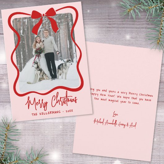 Hand Drawn Pink Whimsical Christmas シーズンカード