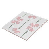 Hand Drawn Pink Wild Flowers White タイル (側面)