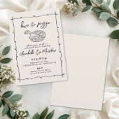 Hand Drawn Pizza Wedding Rehearsal Dinner 招待状