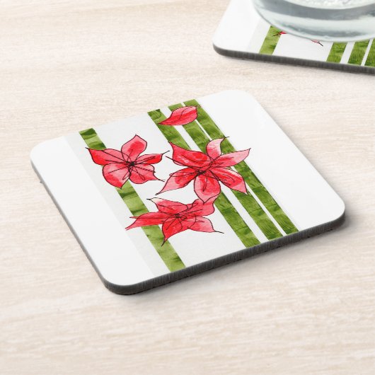 HAND DRAWN POINSETTA COASTER コースター (左側)