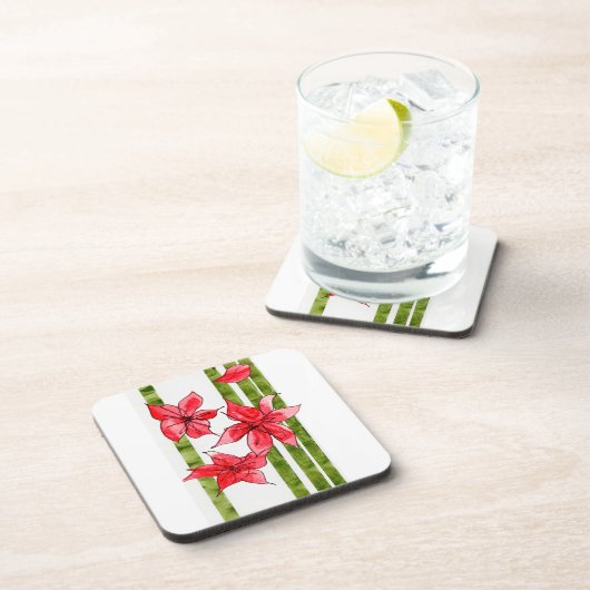 HAND DRAWN POINSETTA COASTER コースター (右側)