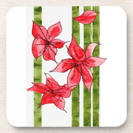 HAND DRAWN POINSETTA COASTER コースター