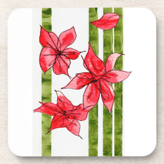 HAND DRAWN POINSETTA COASTER コースター
