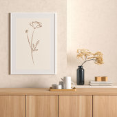 Hand Drawn Poppy Wall Art Flower Print Minimalist ポスター