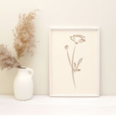 Hand Drawn Poppy Wall Art Flower Print Minimalist ポスター