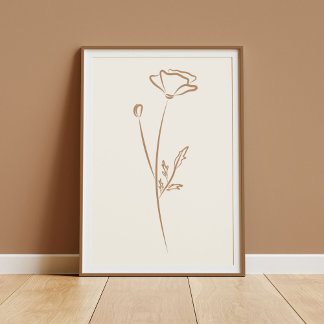 Hand Drawn Poppy Wall Art Flower Print Minimalist ポスター