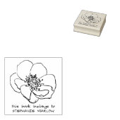 Hand-drawn Poppy Wildflower Rustic Library Book ラバースタンプ (押印)