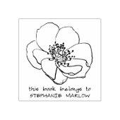 Hand-drawn Poppy Wildflower Rustic Library Book ラバースタンプ (インプリント)