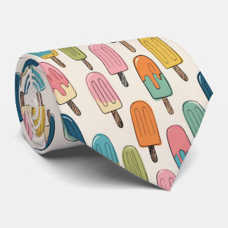 Hand-Drawn Popsicle doodle Pattern ネクタイ