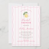 Hand-Drawn Pretty Pink Lemons Bridal Shower 招待状 (正面)