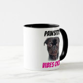 Hand Drawn Pug Mug - Pawsitive Vibes Only! マグカップ (正面右)