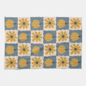 Hand Drawn Pumpkin Check Print Kitchen Towel キッチンタオル (横)
