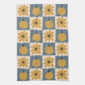 Hand Drawn Pumpkin Check Print Kitchen Towel キッチンタオル (縦)