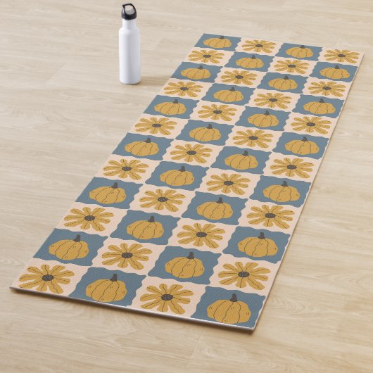 Hand Drawn Pumpkin Check Print Yoga Mat ヨガマット (インサイチュ)