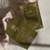 Hand Drawn QR Code Grasslands Floral Wedding 招待状