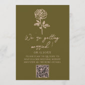 Hand Drawn QR Code Grasslands Floral Wedding 招待状 (裏面)