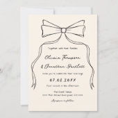 Hand Drawn Quirky Bow Old Money Wedding 招待状 (正面)