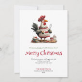 Hand Drawn Quirky Chickens Christmas Greeting Card シーズンカード (正面)