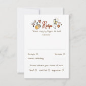 Hand Drawn Quirky Funky Fall Wedding RSVP Card (正面)