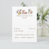 Hand Drawn Quirky Funky Fall Wedding RSVP Card (スタンド正面)
