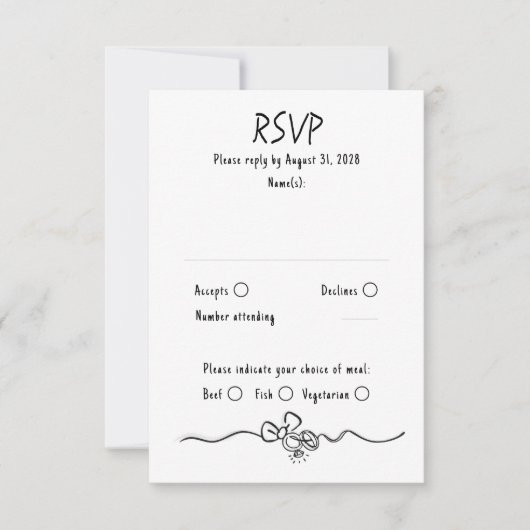 Hand Drawn Quirky Funky Wedding RSVP Card (正面)