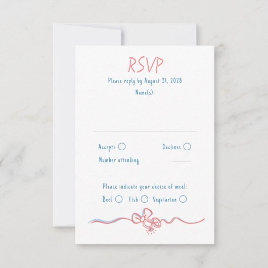 Hand Drawn Quirky Funky Wedding RSVP Card (正面)