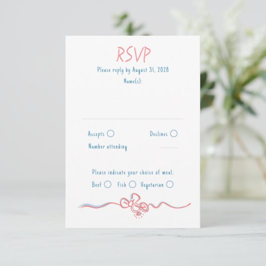 Hand Drawn Quirky Funky Wedding RSVP Card (スタンド正面)
