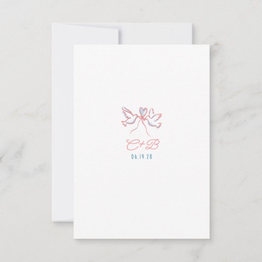 Hand Drawn Quirky Funky Wedding RSVP Card (裏面)