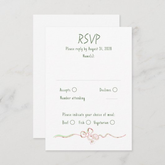 Hand Drawn Quirky Funky Wedding RSVP Card (正面/裏面)