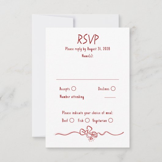 Hand Drawn Quirky Funky Wedding RSVP Card (正面)