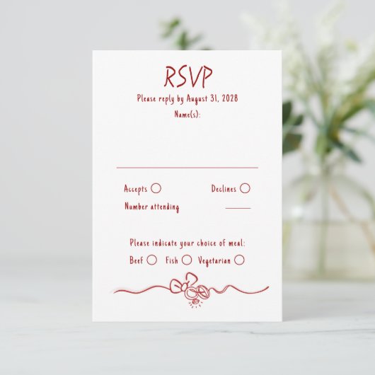 Hand Drawn Quirky Funky Wedding RSVP Card (スタンド正面)
