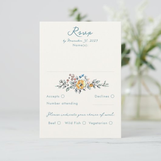 Hand Drawn Quirky Funky Wedding RSVP Card (スタンド正面)