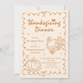 Hand Drawn Quirky Pumpkin Turkey Thanksgiving 招待状 (正面)