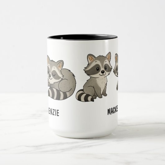 Hand Drawn Racoon Custom Cute マグカップ (中央)