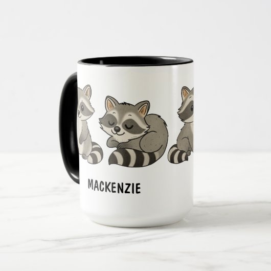 Hand Drawn Racoon Custom Cute マグカップ (正面左)