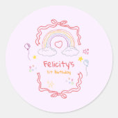 Hand Drawn Rainbow Whimsical Birthday ラウンドシール (正面)