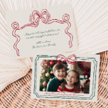 Hand Drawn Red and Green Bow Frame シーズンカード<br><div class="desc">Cute whimsical holiday card with a red and green colored hand drawn bow frame design - customizable with your favorite photo and space for a personal message to your loved ones on the reverse side.</div>