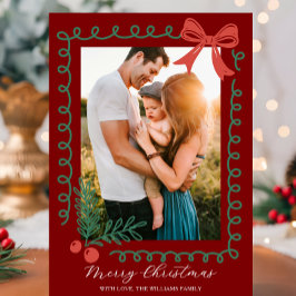 Hand Drawn Red and Green Merry シーズンカード