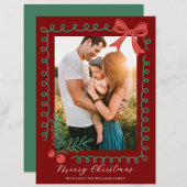 Hand Drawn Red and Green Merry シーズンカード