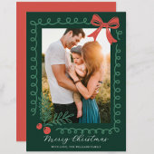 Hand Drawn Red and Green Merry シーズンカード