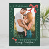 Hand Drawn Red and Green Merry シーズンカード