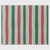 Hand Drawn Red and Green Striped Holiday ラッピングペーパー (フラット)