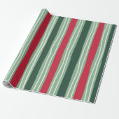 Hand Drawn Red and Green Striped Holiday ラッピングペーパー (アンロールド)
